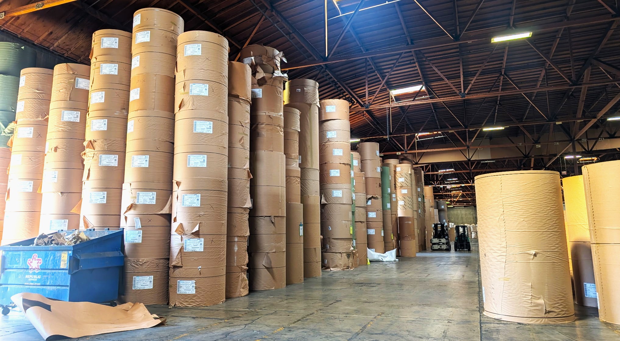 Warehouse with paper rolls